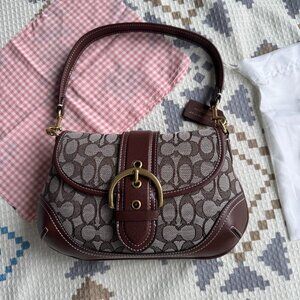 Coach Soho Bag Signature Jacquard Shoulder Bag Cj814 Brown